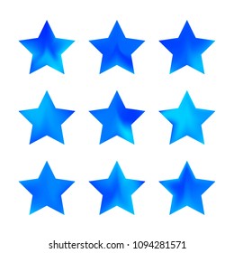 Stars gradient set. Colorful stars of different color tone on white background. Vector logo templates - icons and signs in bright colors. Sparkle lights gradient set. Premium color shapes for icons.