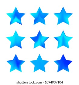 Stars gradient set. Colorful stars of different color tone on white background. Vector logo templates - icons and signs in bright colors. Sparkle lights gradient set. Premium color shapes for icons.