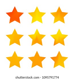 Stars gradient set. Colorful stars of different color tone on white background. Vector logo templates - icons and signs in bright colors. Sparkle lights gradient set. Premium color shapes for icons.