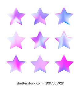 Stars gradient set. Colorful stars of different color tone on white background. Vector logo templates - icons and signs in bright colors. Sparkle lights gradient set. Premium color shapes for icons.