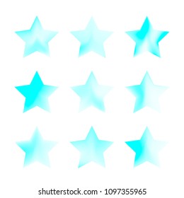 Stars gradient set. Colorful stars of different color tone on white background. Vector logo templates - icons and signs in bright colors. Sparkle lights gradient set. Premium color shapes for icons.