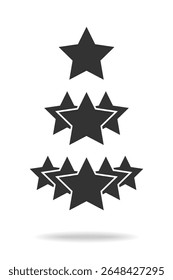 Stars graphic icons set. One, three and five stars signs isolated on white background. Vector illustration 