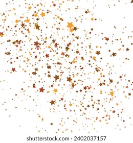 Stars grey glitter confetti isolated on blurred abstract white background. Festive holiday background. Celebration concept. Falling magic gold  particles. Invitation mock up. Top view, flat lay.