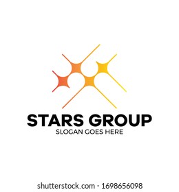stars group connection logo vector illustration