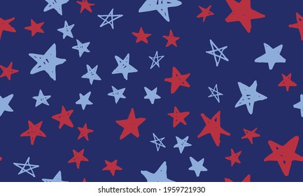 Stars grunge. Presidents day. Independence Day USA. Hand drawn illustration.