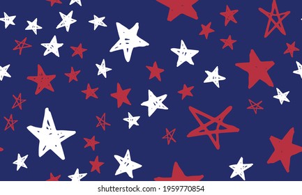 Stars grunge. Presidents day. Independence Day USA. Hand drawn illustration.