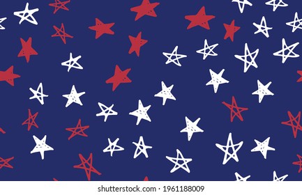 Stars grunge. Presidents day. Independence Day USA. Hand drawn illustration.
