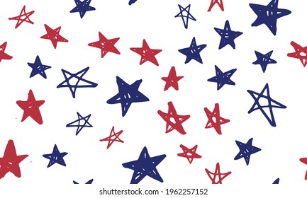 Stars grunge. Presidents day. Independence Day USA. Hand drawn illustration.