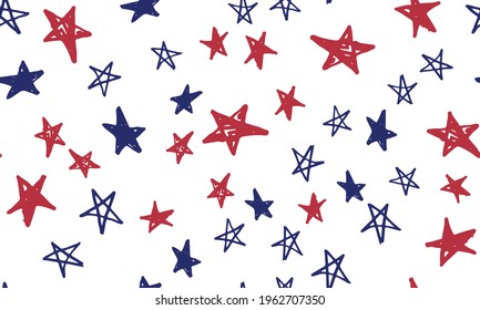 Stars grunge. Presidents day. Independence Day USA. Hand drawn illustration.