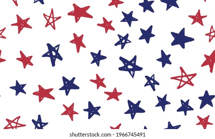Stars grunge. Presidents day. Independence Day USA. Hand drawn illustration.	
