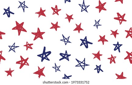 Stars grunge. Presidents day. Independence Day USA. Hand drawn illustration.	