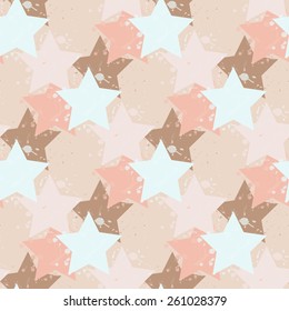 Stars in grunge style. Seamless pattern.