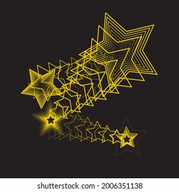 Stars with halftone layers and neon yellow. You can use it as wall-decor.