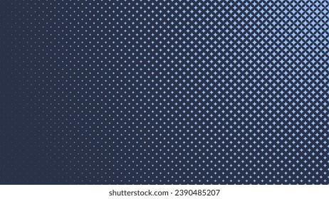 Stars Halftone Pattern Vector Geometric Texture Blue Abstract Background. Radially Diverges From Upper Right Corner Check Faded Particles. Modern Half Tone Art Graphic Minimalist Wide Navy Wallpaper