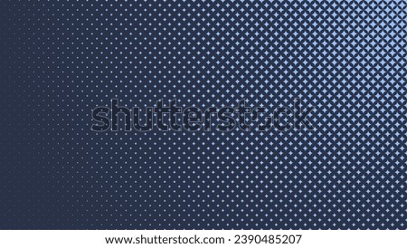 Stars Halftone Pattern Vector Geometric Texture Blue Abstract Background. Radially Diverges From Upper Right Corner Check Faded Particles. Modern Half Tone Art Graphic Minimalist Wide Navy Wallpaper