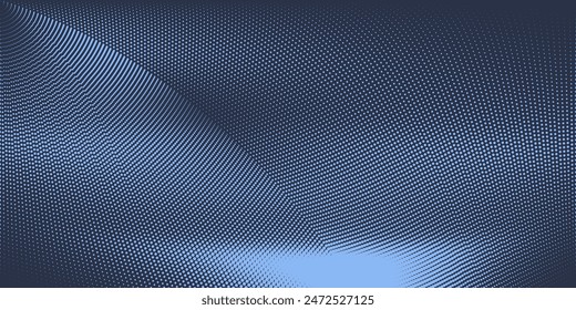 Stars Halftone Pattern Vector Slanted Border Blue Texture Geometric Abstract Background. Modern Half Tone Art Graphic Minimal Wide Classy Navy Wallpaper. Star Checkered Particles Abstract Illustration