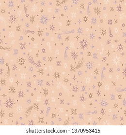 Stars hand drawn seamless pattern. Ink sketch vector illustration