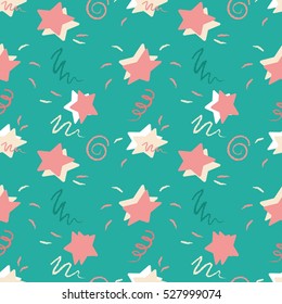 Stars hand drawn seamless pattern vector background
