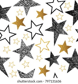 Stars hand drawn vector pattern abstract background