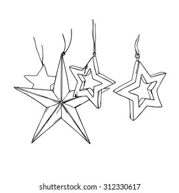 The stars. Hand drawn vector sketch.