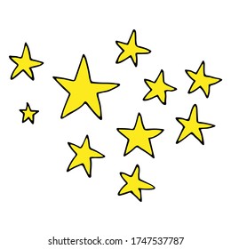 Stars. Handdrawn doodle vector icon. Space sky travelling symbol. Naive style.  Isolated on white background.
