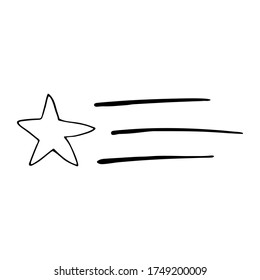 Stars. Handdrawn doodle vector icon. Space sky travelling symbol. Naive style.  Isolated on white background.
