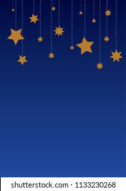 stars hanging on a string. blue background