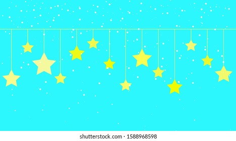Stars hanging on strings. Star rope hanging vector illustration