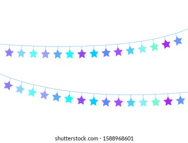 Stars hanging on strings. Star rope hanging vector illustration