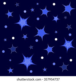 The stars and heavenly bodies on a dark blue background. Pattern