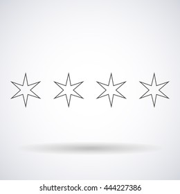 Stars hexagonal silhouettes outlines element Chicago flag isolated on white background, vector illustration
