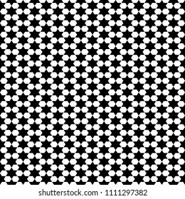 Stars, hexagons. Arabian tiles ornament. Oriental traditional ornamentation with repeated geometric shapes. Ancient mosaic wallpaper. Grid motif. Digital paper. Seamless surface pattern design. Vector