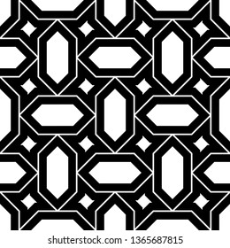Stars, hexagons ornament.Linear backdrop. Mosaics wallpaper. Figures background. Digital paper, textile print, web design.Seamless pattern. Ethnic motif. Vector