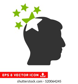 Stars Hit Head EPS vector pictograph. Illustration style is flat iconic bicolor eco green and gray symbol on white background.