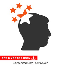 Stars Hit Head EPS vector pictogram. Illustration style is flat iconic bicolor orange and gray symbol on white background.