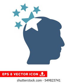 Stars Hit Head EPS vector icon. Illustration style is flat iconic bicolor cyan and blue symbol on white background.