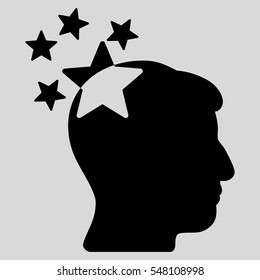 Stars Hit Head vector icon. Style is flat graphic symbol, black color, light gray background.