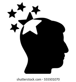Stars Hit Head vector icon. Style is flat graphic symbol, black color, white background.
