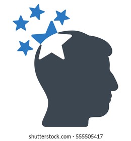 Stars Hit Head vector icon. Style is flat graphic bicolor symbol, smooth blue colors, white background.