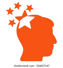Stars Hit Head vector pictogram. Style is flat graphic symbol, orange color, white background.