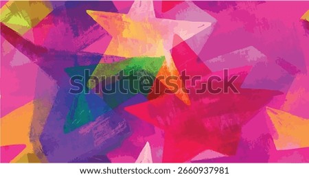 Stars Hot pink overlapping translucent neon fluorescent background abstract art retro style saturated fun vibrant messy maximalist