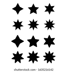stars icon black vector set