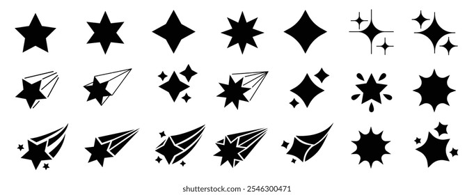 Stars icon collection. Sparkle star icon set. Falling stars vector illustration