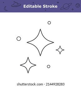 Stars icon with editable stroke. Shiny stars simple symbol isolated on white background. Starry sky theme pictogram