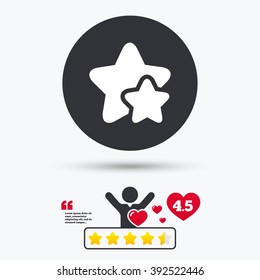 Stars icon. Favorite or best symbol. Vote ranking. Client or customer like. Vector