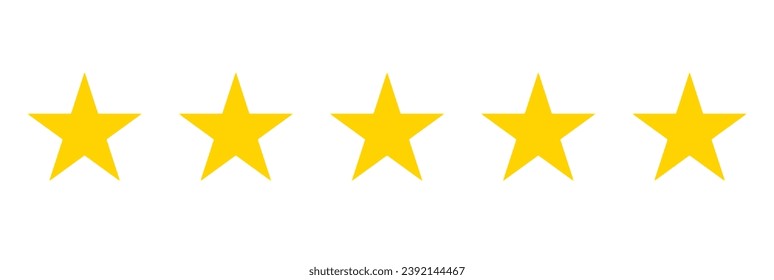 Stars icon. Five stars customer product rating review flat icon. 5 stars