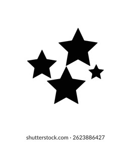 Stars Icon - Group of Three Varied Sizes - Black Silhouette