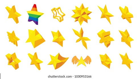 Stars icon set. Cartoon set of stars vector icons for web design isolated on white background