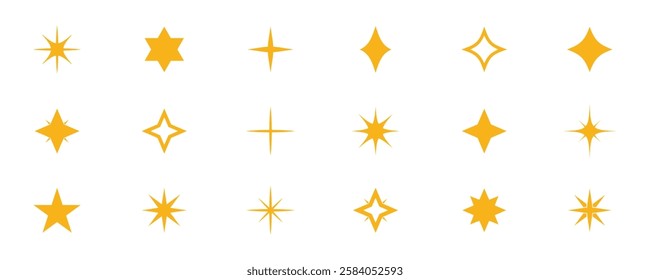 Stars icon set. Golden set of Stars. Star vector icons. Stars in modern simple flat style. Star icon. isolated on transparent background. Vector illustration