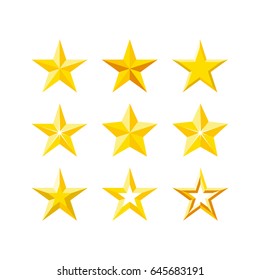 Stars icon set. Modern flat five-pointed stars illustration.